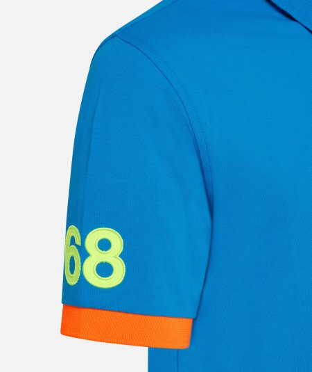 Elasticized Fluo Logo Polo - Turquoise