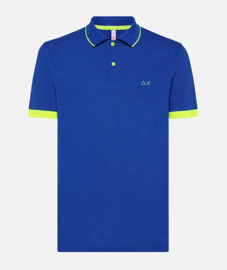 Small Stripe Fluo Stretch Polo - Turquoise