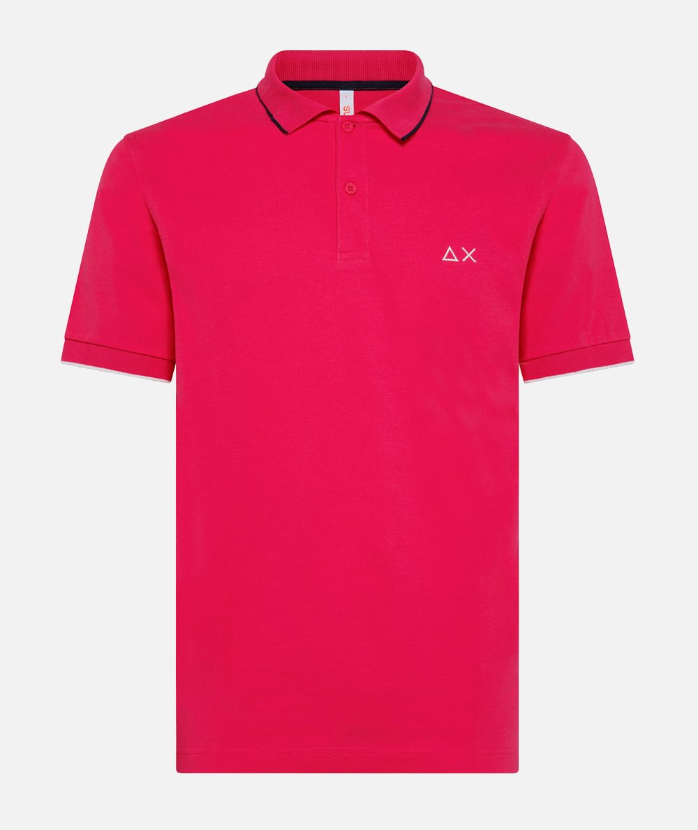 Polo Small Stripe on collar Elasticizzata - Fuxia