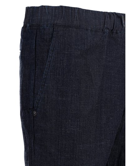 Denim trousers with drawstring