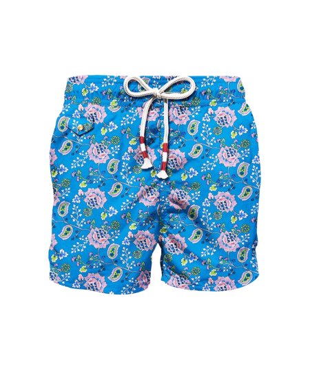 Boxer swimsuit with Indian nature print