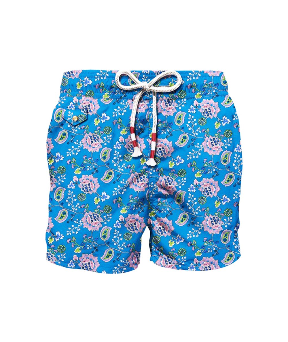 Boxer swimsuit with Indian nature print