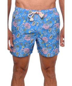 Boxer swimsuit with Indian nature print