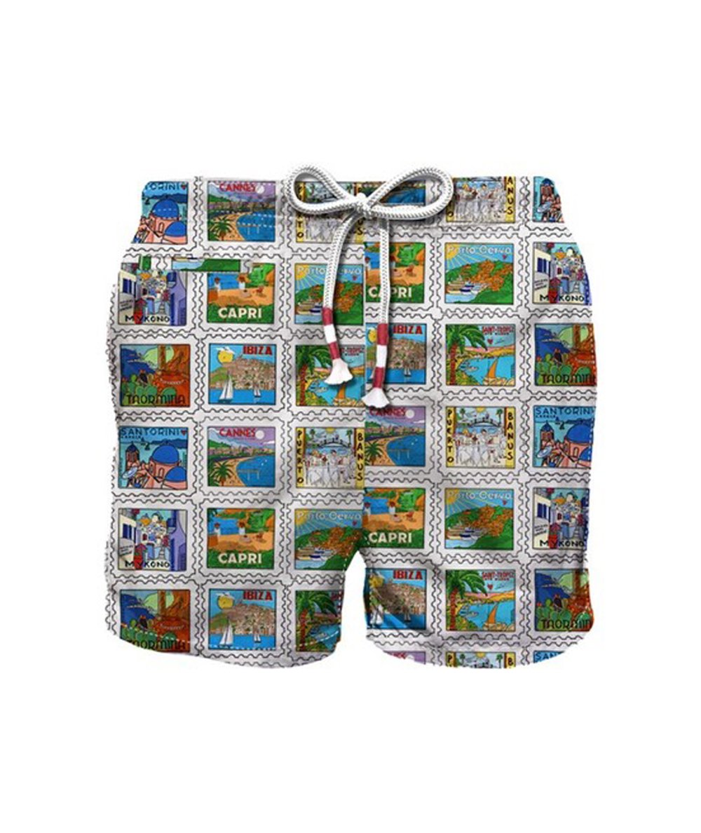 Costume da bagno boxer con stampa Postcard