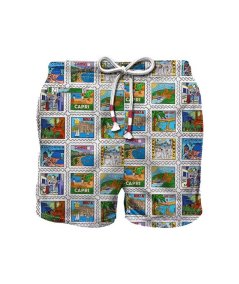 Costume da bagno boxer con stampa Postcard