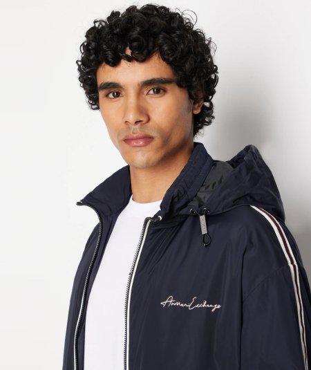 Blouson in nylon con banda a contrasto