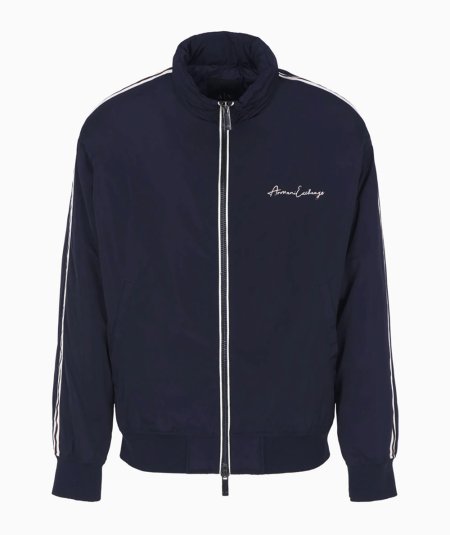 Nylon blouson with contrasting band