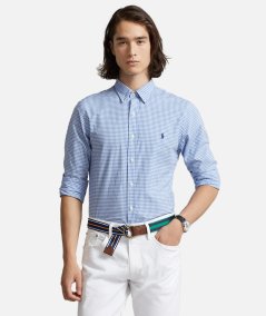 Camicia vichy in popeline slim-fit