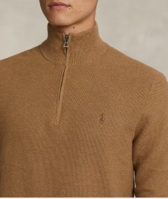 Cotton pique sweater with zip