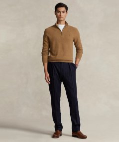 Cotton pique sweater with zip