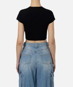 T-shirt cropped in jersey con nodo