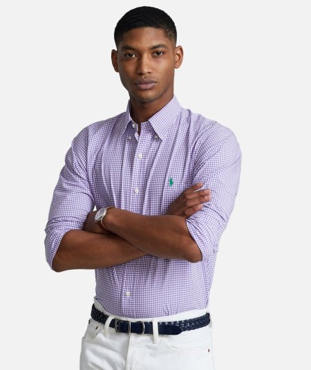 Camicia a quadri in popeline slim fit