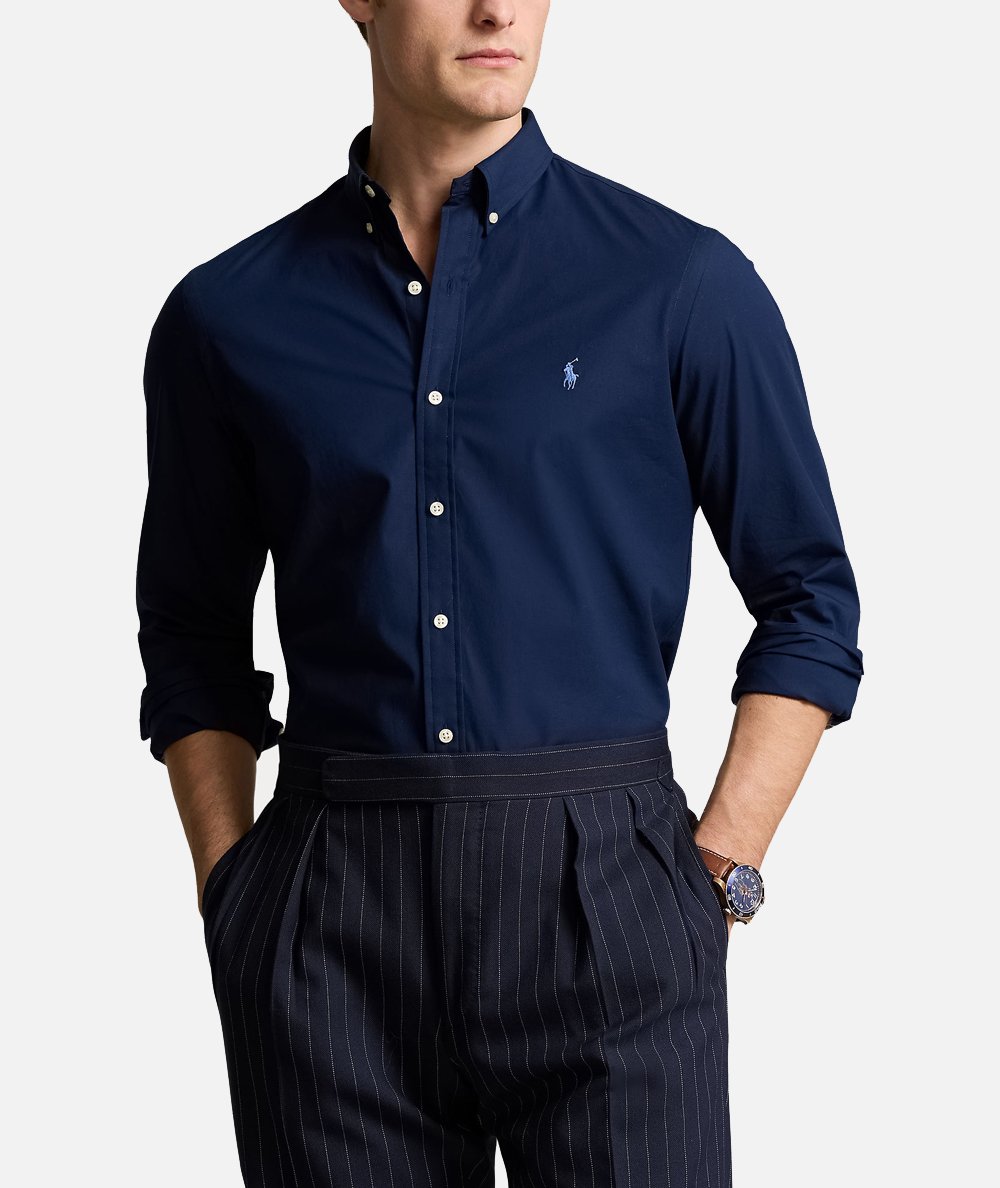 Camicia in popeline elasticizzato dal taglio slim