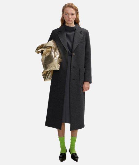 Gray Coat With Maxi Slit - Duepistudio ***** Abbigliamento, Accessori e Calzature | Uomo - Donna