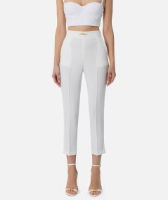 Straight crepe trousers with horsebit