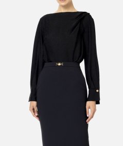 Camicia body in raso jacquard con collana