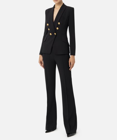 Tailleur in doppio crêpe stretch con giacca sciallata e pantalone a palazzo - Duepistudio ***** Abbigliamento, Accessori e Calzature | Uomo - Donna