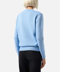 Maglione da donna azzurro chiaro New Queen Courma Pines stampa cartolina