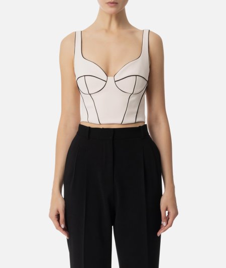 Top in crêpe con piping a contrasto - Duepistudio ***** Abbigliamento, Accessori e Calzature | Uomo - Donna