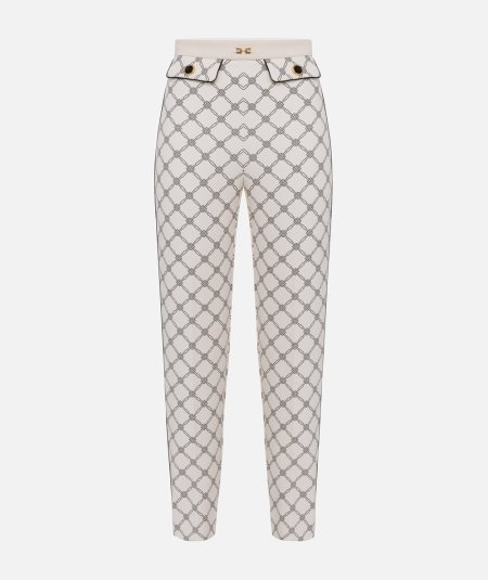 Pantaloni in crêpe con stampa a losanghe