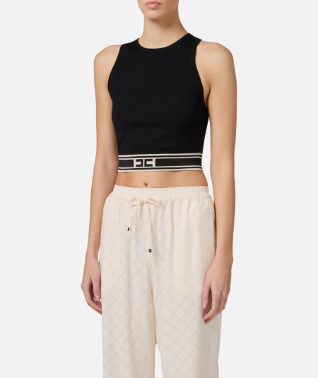 Cropped top in viscosa con bande a contrasto - Duepistudio ***** Abbigliamento, Accessori e Calzature | Uomo - Donna