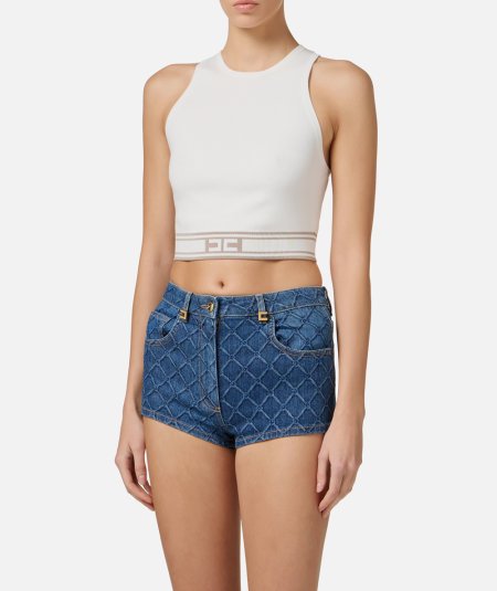 Cropped top in viscosa con bande a contrasto - Duepistudio ***** Abbigliamento, Accessori e Calzature | Uomo - Donna