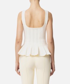 Top in maglia a pieghe con baschina