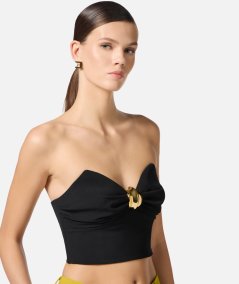 Top in crêpe fluido con decorazione gioiello