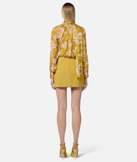 Blusa stampata in voile di seta