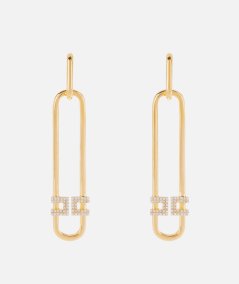 Orecchini in ottone con logo e strass