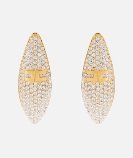 Micro orecchini in ottone con strass e logo - Duepistudio ***** Abbigliamento, Accessori e Calzature | Uomo - Donna