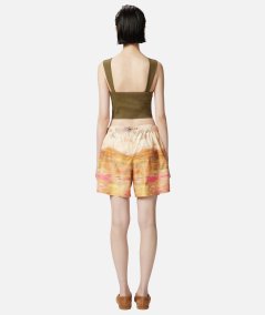 Crop top in lino con bottoni