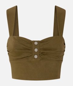 Crop top in lino con bottoni