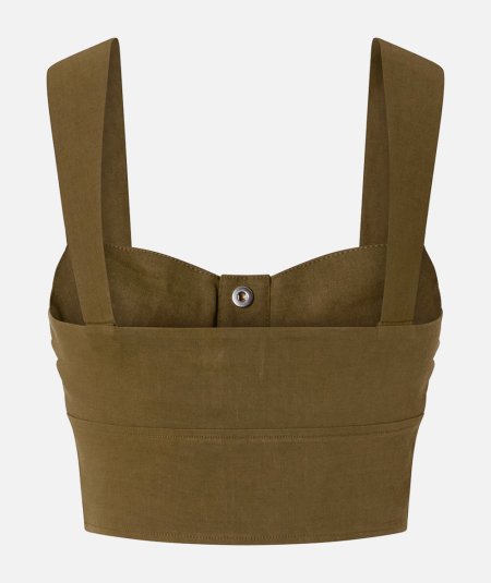 Crop top in lino con bottoni