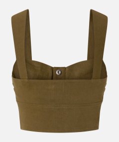 Crop top in lino con bottoni