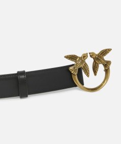 Love birds leather belt - BERRY