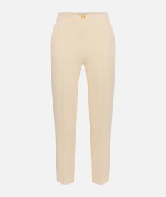 Pantaloni in crêpe con tasche e placca logo
