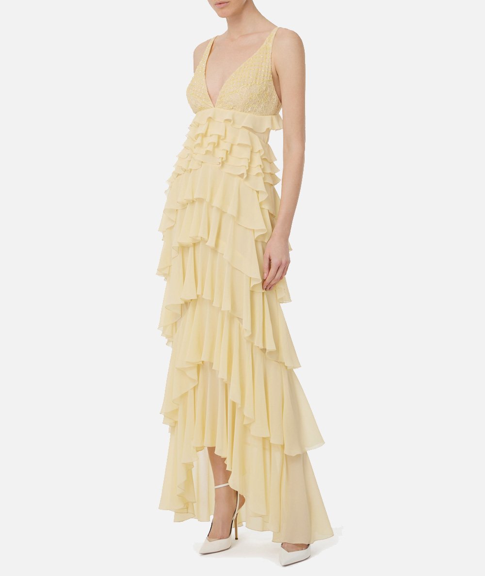 Abito Red Carpet in georgette con balze