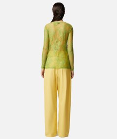 Maglia aderente in pizzo con frange