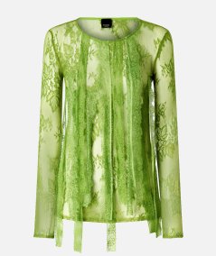 Maglia aderente in pizzo con frange
