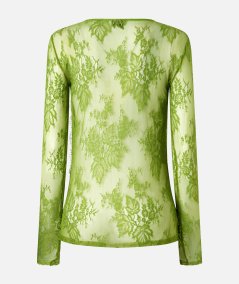 Maglia aderente in pizzo con frange
