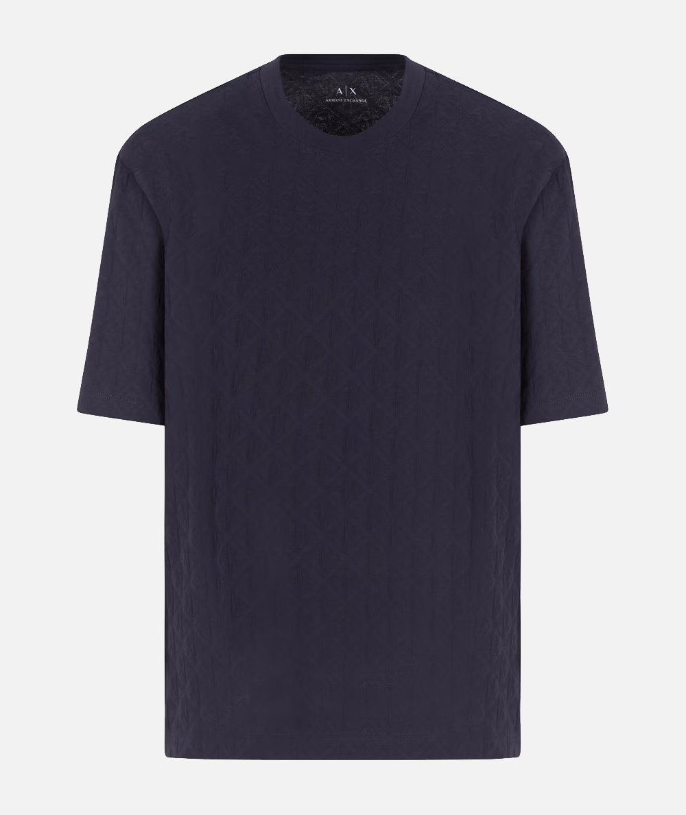 T-shirt regular fit in cotone con logo allover tono su tono