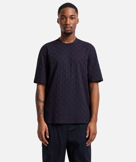 T-shirt regular fit in cotone con logo allover tono su tono