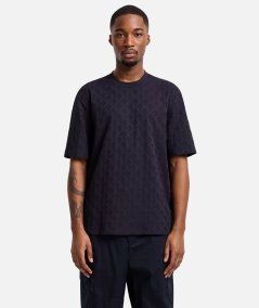 T-shirt regular fit in cotone con logo allover tono su tono