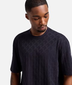 T-shirt regular fit in cotone con logo allover tono su tono