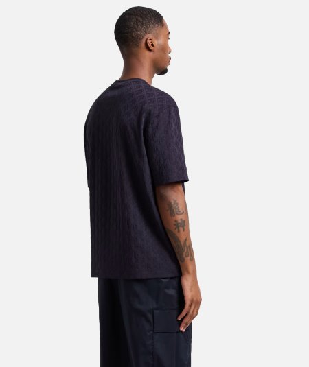 T-shirt regular fit in cotone con logo allover tono su tono