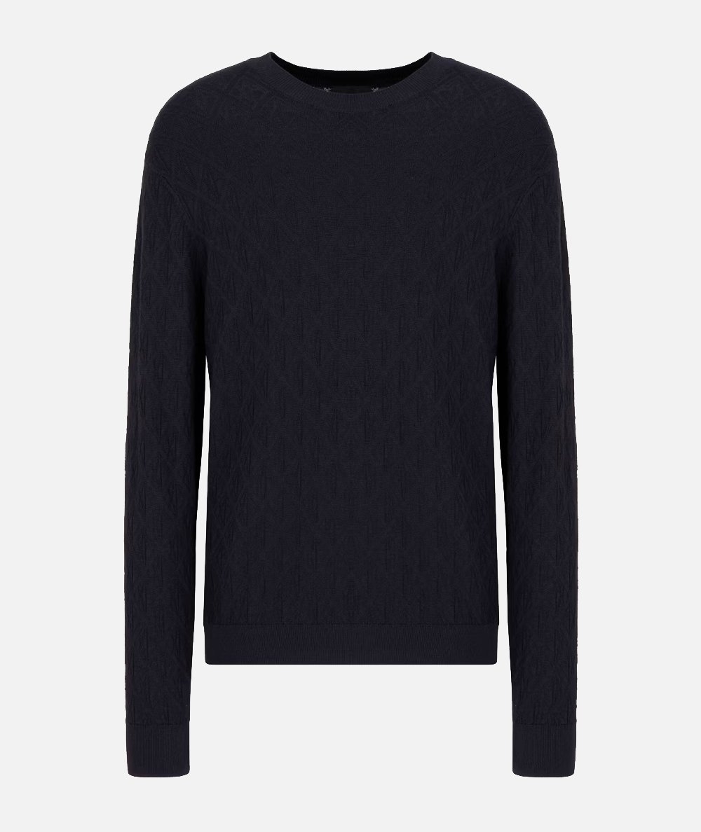 Maglione girocollo con logo tono su tono asv