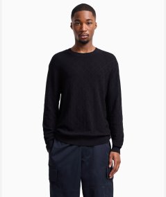 Maglione girocollo con logo tono su tono asv