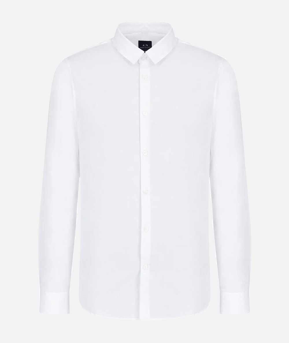Camicia slim fit in popeline di cotone stretch