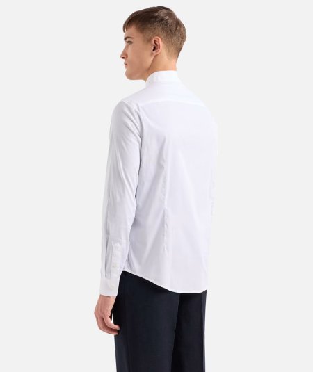 Camicia slim fit in popeline di cotone stretch